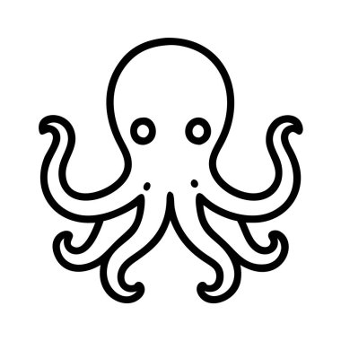 Basit siyah çizgi sanat ahtapot okyanus yaratık simgesi