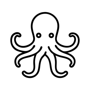 Basit siyah çizgi sanat ahtapot simgesi deniz yaratığı