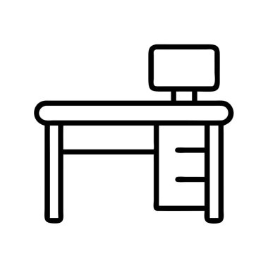 Bilgisayar monitörü ve depolama çekmeceli çalışma masası