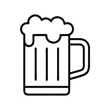 Köpük ana hatlı bira kupası simge tasarım elemanı vektörü