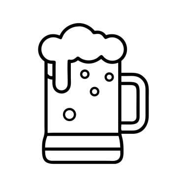 Köpüklü bira bardağının çizgi çizimi.