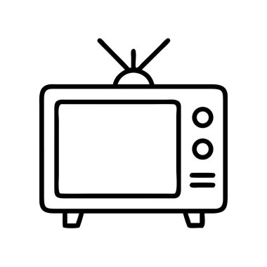 Anten ve kontrol düğmeleri olan Retro televizyon simgesi