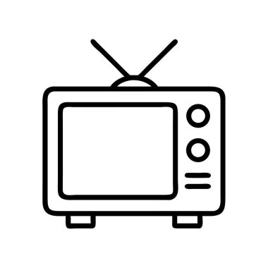 Anten çizgisi çizimi olan Retro televizyon simgesi