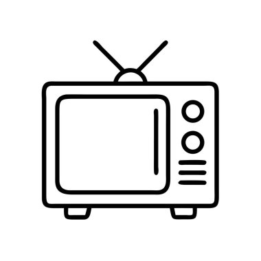Anten ve kontrol düğmeleri olan Retro televizyon simgesi