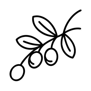 Bir zeytin dalının siyah ana hatlı çizimi.