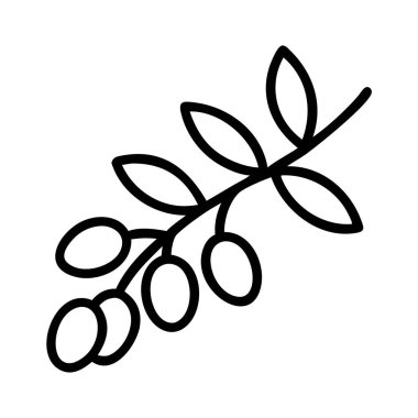 Beyaz arkaplanda minimalist zeytin dalı çizgisi resim simgesi