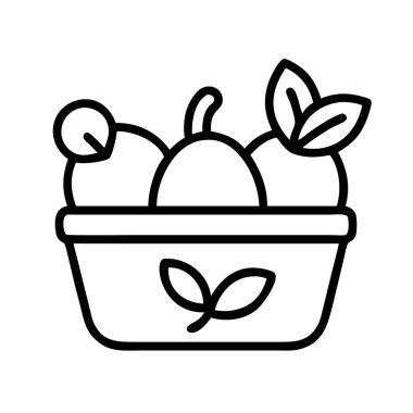Sepet çizgisi resim ikonu çiziminde taze meyve