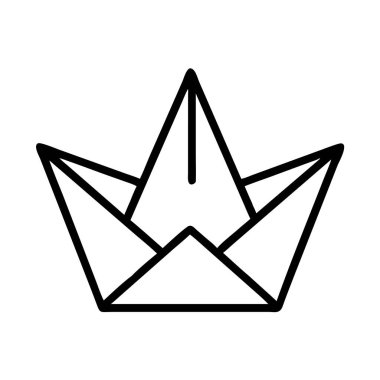 Klasik katlanır kağıt tekne basit ana hatlı vektör simgesi