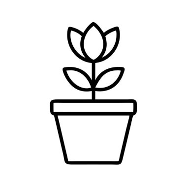 Saksı bitkisi simgesi taslak biçimi grafiği