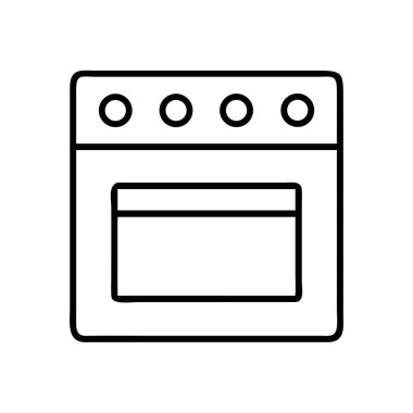 Mutfak elektrikli fırını ve ocak taslağı ikon tasarımı.