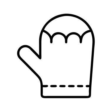 Sıcak kış tatili eldiven ana hatları vektör ikonu tasarımı