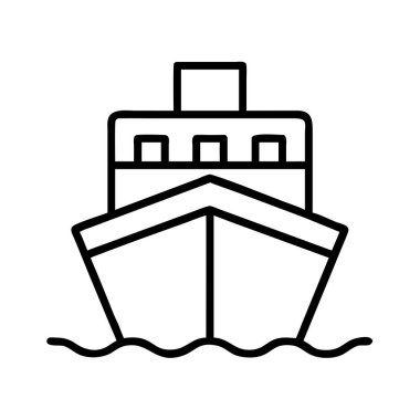 Taşıma ve seyahat için gemi simgesinin ön görüntüsü