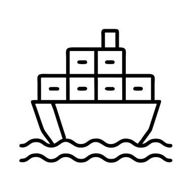 Konteynır kargo gemisi okyanus nakliye ikonu ana hatları