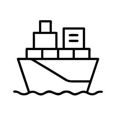 Küresel lojistik için konteyner kargo gemisi ana hatları simgesi