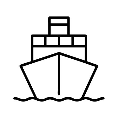Küresel deniz taşımacılığı için gemi simgesinin ön görünümü