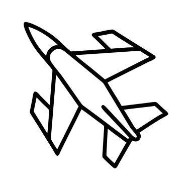 Avcı jeti askeri uçak ana hatları vektör grafiği.