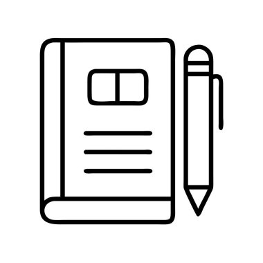 Çalışma ve ofis için defter ve kalem satırı resim simgesi