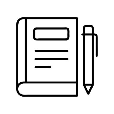 Eğitim için kitap ve kalem özeti ikonu çizimi