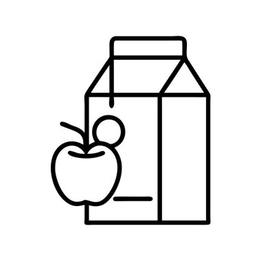 Elma suyu kutusu ve taze meyve çizgisi simgesi