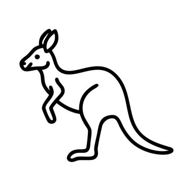 Kanguru çizgisi resim simgesi beyaz arkaplanda izole edildi