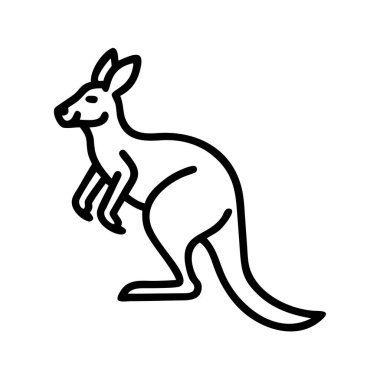 Basit minimalist tasarım tarzına sahip kanguru simgesi ana hatları