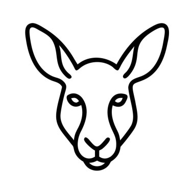 Kanguru kafası sanat simgesi yassı tasarım minimal hayvan