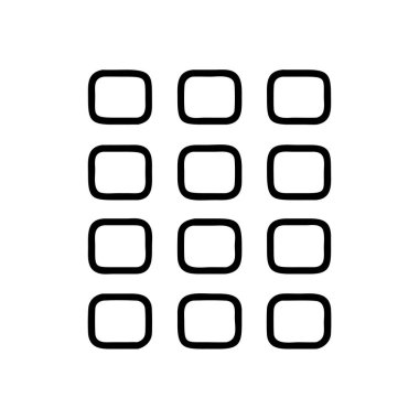 Arayüz görüntüsü için yuvarlak kare ana hatlarının ızgarası