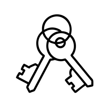 Anahtar halkası vektör illüstrasyonunda iki basit anahat anahtarı