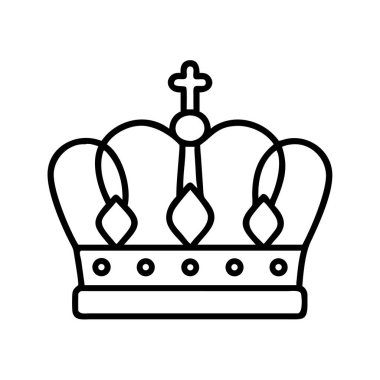 Üst vektör sanatında çapraz çizgili kraliyet taç simgesi