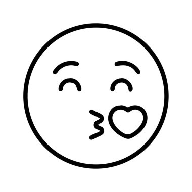 Kalp şeklindeki dudaklarla göz kırpan emoji suratı.