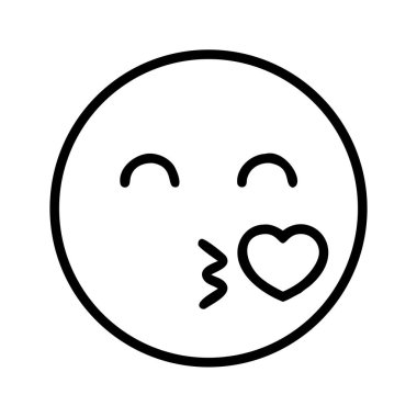 Sevgi için kalp çizgisi olan mutlu öpücük emoji simgesi