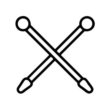 Çapraz perküsyon bagetleri ana hat vektör simgesi grafiği