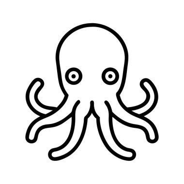 Basit çizgi sanat tarzında şirin biçimlendirilmiş ahtapot simgesi