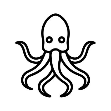 Minimalist çizgi sanat ahtapot simgesi deniz yaratığı sembolü