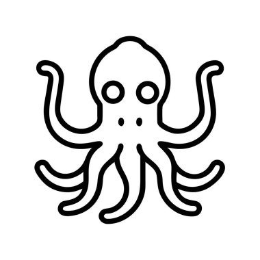 Sekiz dokunaç çizgili minimalist ahtapot simgesi