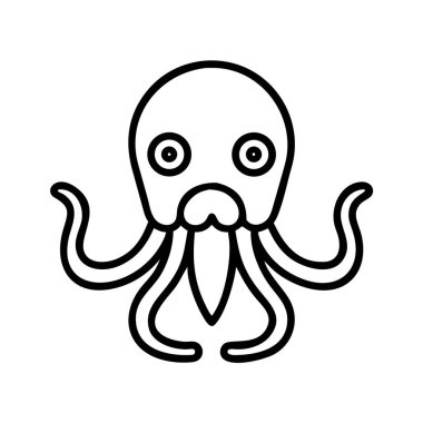 Çizgi film ahtapot yaratık basit çizgi çizimi resim tasarımı simgesi