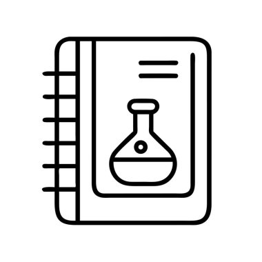 Kimya şişeli bilim eğitim defteri simgesi