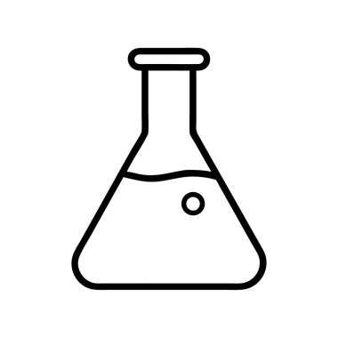 Kimya laboratuvarı matara taslak simgesi ve sıvı.