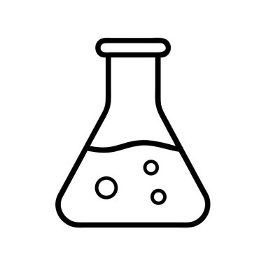 Sıvı ve baloncuklu laboratuvar şişesi.