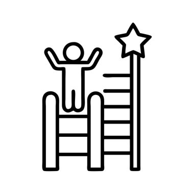 Yıldızlara ulaşmak için merdiveni tırmanan kişi, başarıya ulaşır