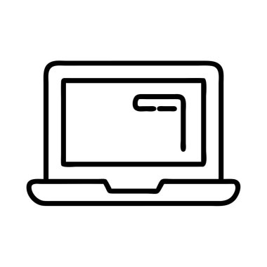 Bildirim sembollü dizüstü bilgisayar satırı simgesi