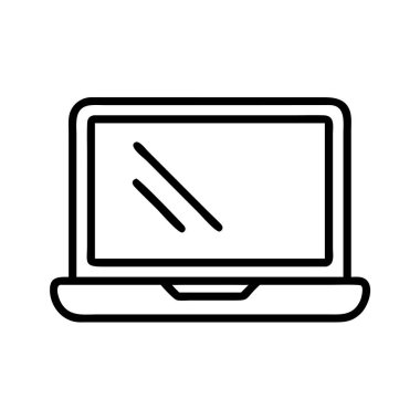 Modern hesaplamayı gösteren dizüstü bilgisayar aygıtı çizgisi simgesi