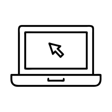 Ekran ana hatlarında imleci olan dizüstü bilgisayar simgesi