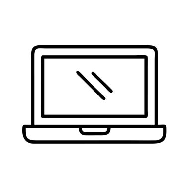 Dizüstü bilgisayar simgesi çizgisi tasarım vektörü izole edildi