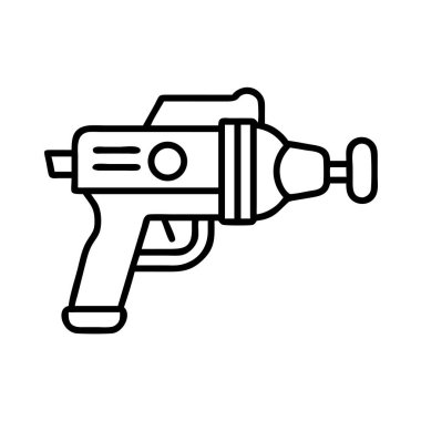 Fütürist bir bilim kurgu lazer silahının dış hat vektör simgesi