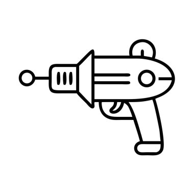 Retro bilim kurgu ışın tabancası imha hattı resim simgesi izole edildi