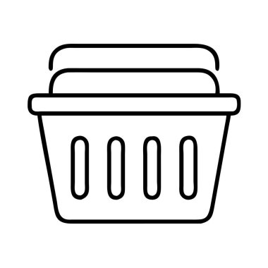 Katlanmış elbiseli çamaşır sepetinin ana simgesi