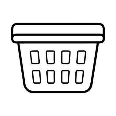 Çamaşır sepeti simgesi ana hatları siyah ve beyaz vektör sanatı