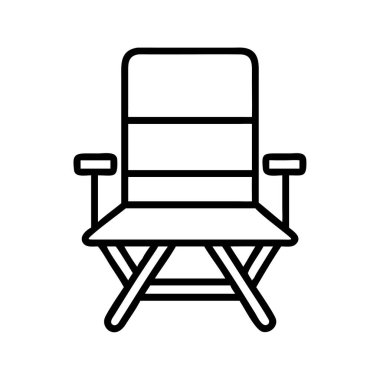 Katlanan sandalye çizgisi simgesi, taşınabilir dış koltuk tasarımı