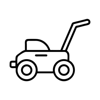 Çim biçme makinesi simgesi çizgisi bahçe çizgisi aracı grafiği